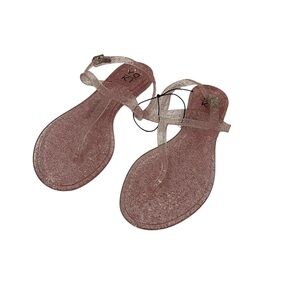 Yoki Womens Pink Glitter Slingbacks Flip Flop Jelly Sandals Size 7